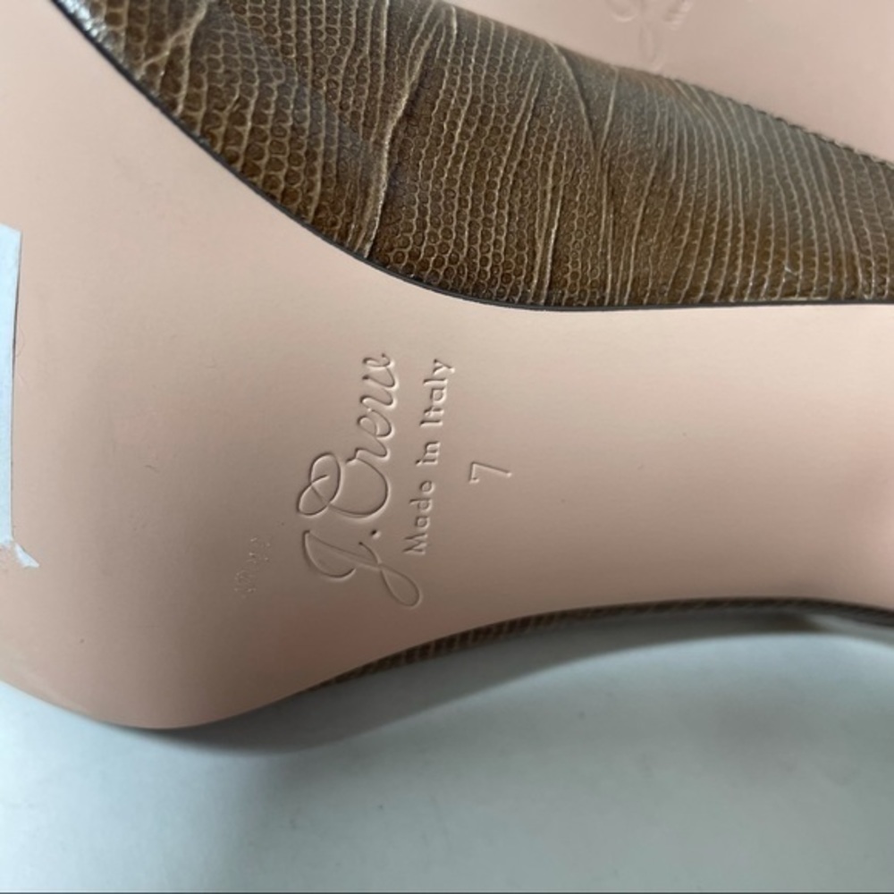 NWOB J. Crew Lissa mule  high heels brown leather embossed lizard size 7 - Picture 6 of 7